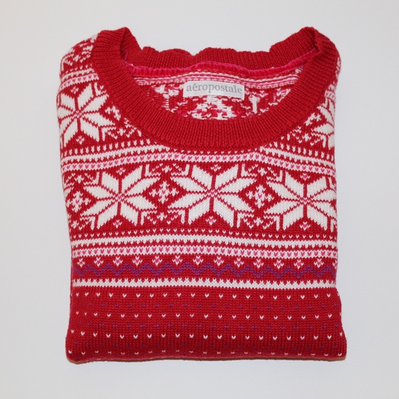 Aeropostale Sweaters - AEROPOSTALE FAIR ISLE RED/WHITE SWEATER BNWOT